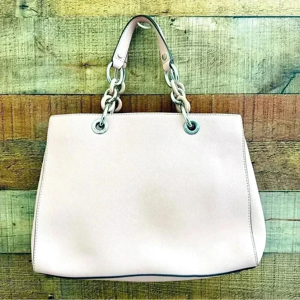 MICHAEL KORS Cynthia Medium Saffiano Leather Satchel Light Pink